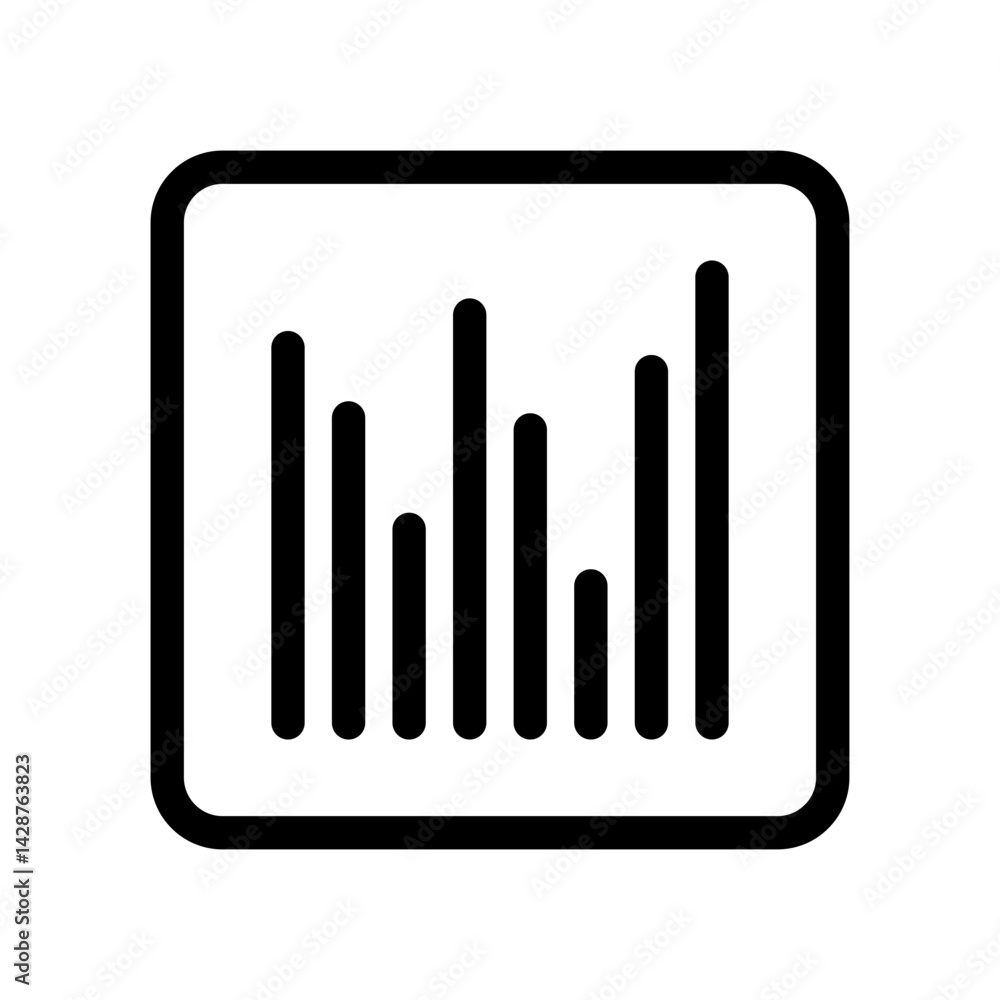 sound bars vector icon for audio levels, frequency visualization, and music equalization, flat stroke icon for apps and websites
sound bars vector icon for audio levels, frequency visualization, and music equalization, flat stroke icon for apps and websites