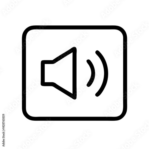 speaker sound waves vector icon for audio controls, media playback, and digital interfaces, flat stroke icon for apps and websites
