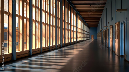 Wallpaper Mural Empty Sunlit Corridor With Shadows Torontodigital.ca