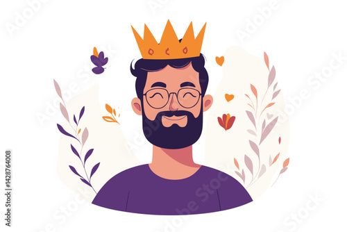 Father smiling with crown on head
