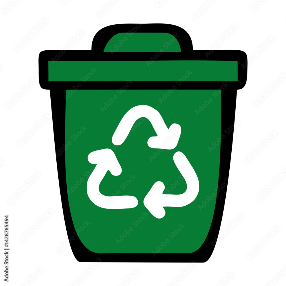 Green Recyclable Bin Icon Green Recyclable Bin Icon