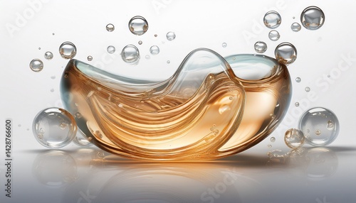 serum or liquid gel moisturizer with bubbles isolated on white background generative ai