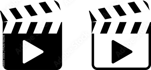 Movie clapperboard. Filmmaker's clapboard icon. Hollywood Film clapper. films movie chalk clap board
