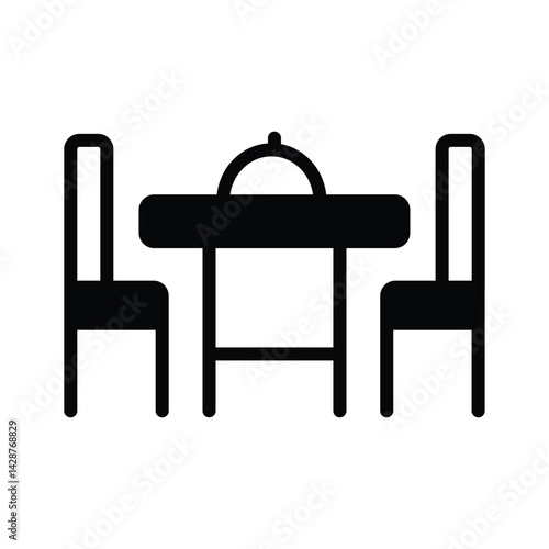 A well designed outline style icon of dining table
