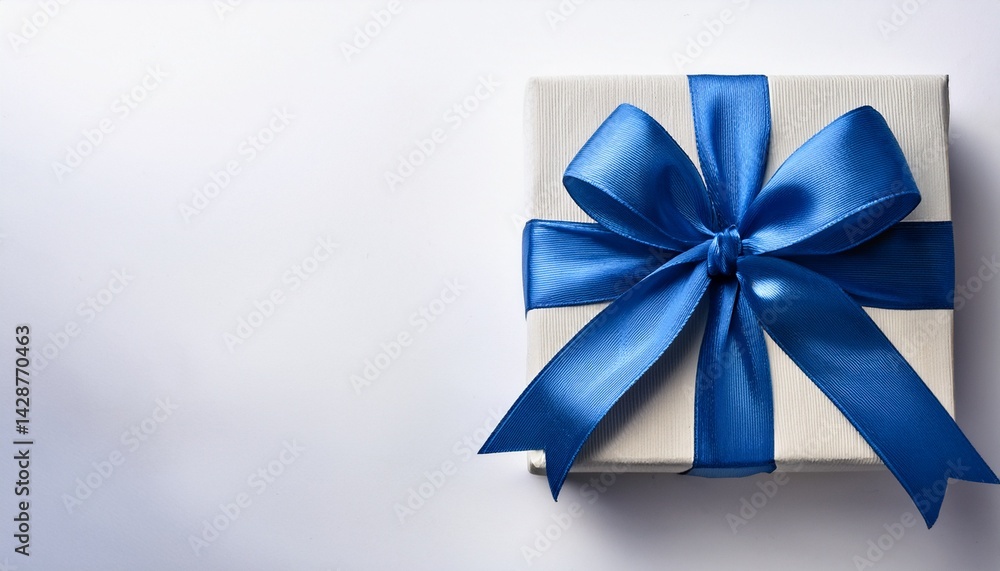 present with a blue ribbon and bow on a white background copy space image included present with a blue ribbon and bow on a white background copy space image included