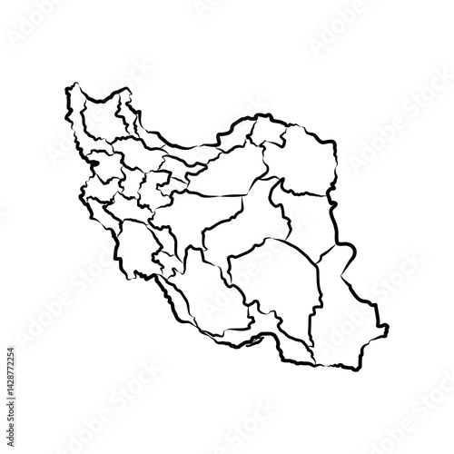 Map of Iran, Outline Map Iran vector Illustration, Map of Iran with an outline. Iran map.