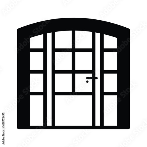 Easy to edit line style icon deciding wooden doorway