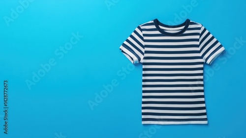Striped T-Shirt on Blue Background