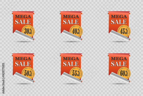 Big sale banner. On transparent background.