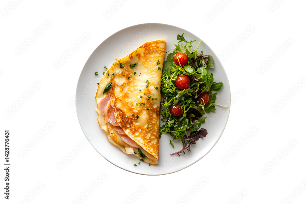 Delicious Ham and Cheese Crepe with Salad a healthy and appetizing meal, Delicious Ham and Cheese Crepe with Salad a healthy and appetizing meal,