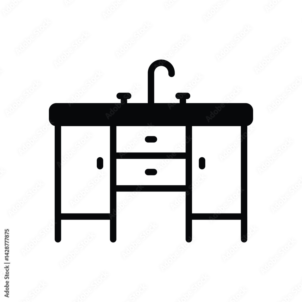 Sink cabinet icon designed in line style, easy to use design Sink cabinet icon designed in line style, easy to use design