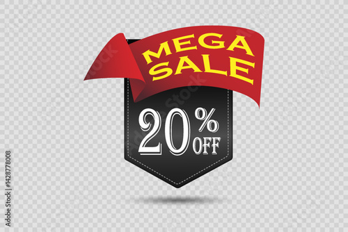 Offer mega sale banner. On a transparent background.