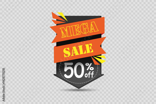 Banner of big discounts and sales. On a transparent background.