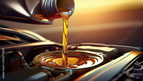 pouring changing car engine oil generative ai