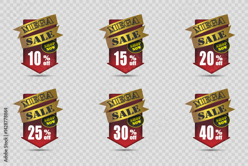 Banner sale discounts and sales, and percentages. On a transparent background.