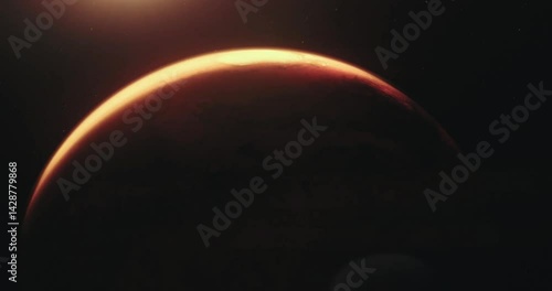 Timelapse of crescent of the planet Mars with detailed surface features, suitable for educational materials or astronomyrelated designs. Perfect for science projects.