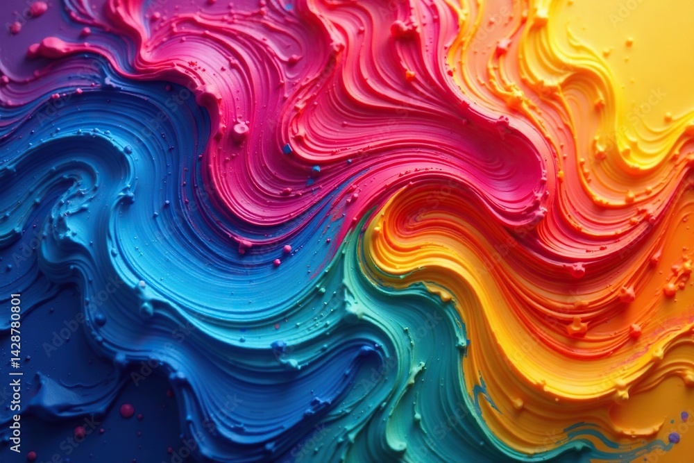 Fototapeta premium Abstract swirling paint texture in vibrant hues, visual, canvas