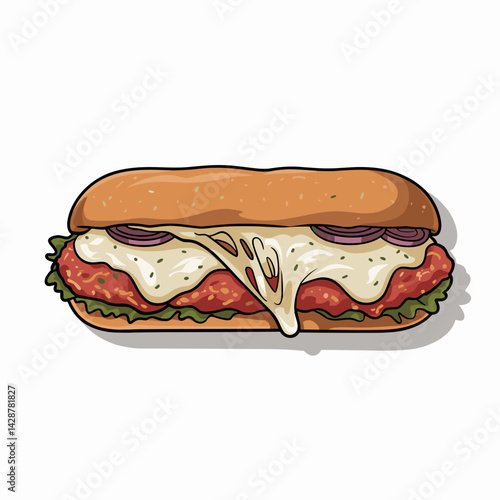 Chicken Parmesan Sub Sandwich with Melted Cheese