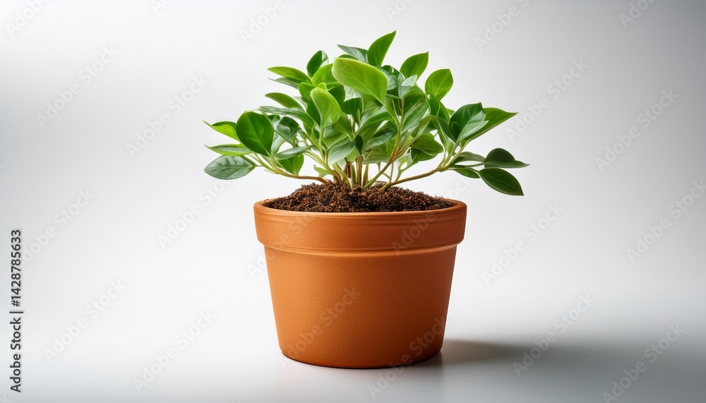 Fototapeta premium small plant is in a brown pot isolated