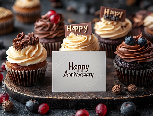 Obraz na płótnie Celebratory Cupcakes for a Happy Anniversary w salonie