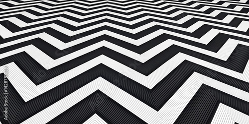 Abstract Black and White Zigzag Pattern Background