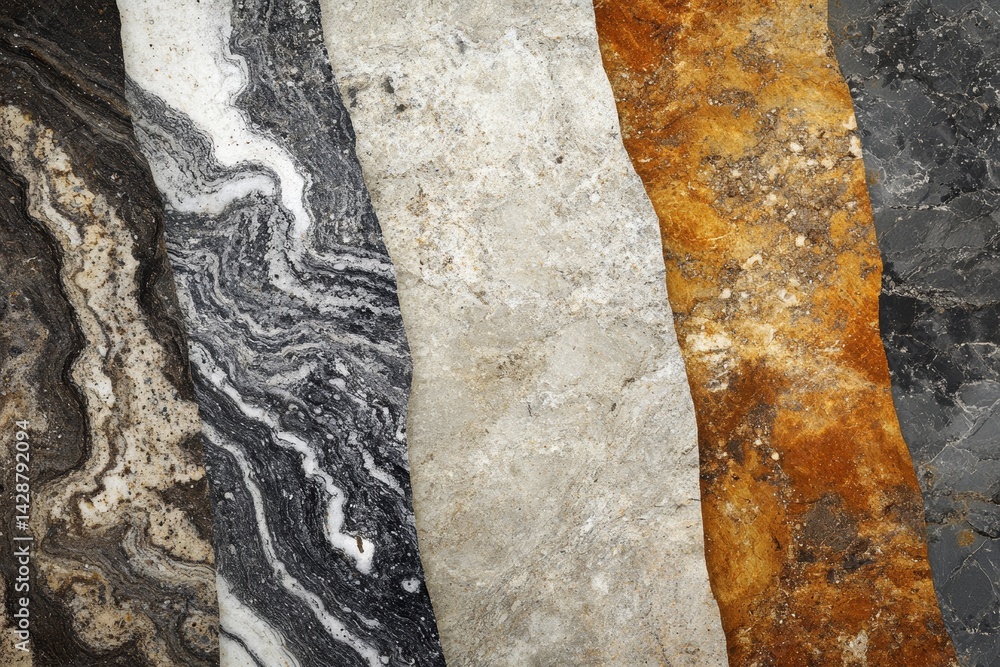 Natural stone texture with a variety of earth tones and rugged surfaces.