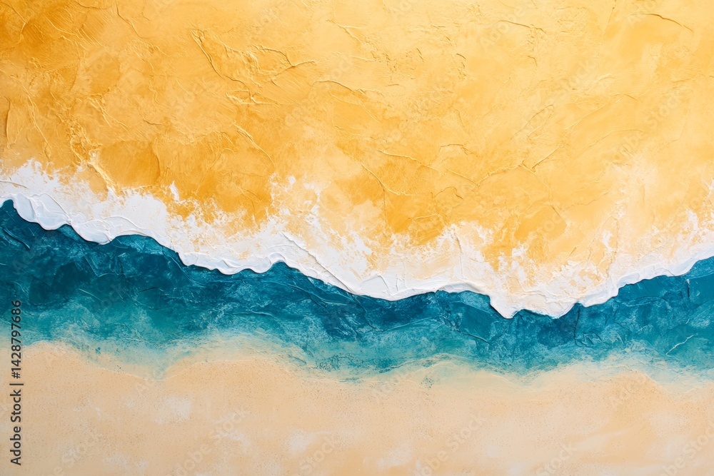 Sunset beach background with golden sands and gentle waves.
