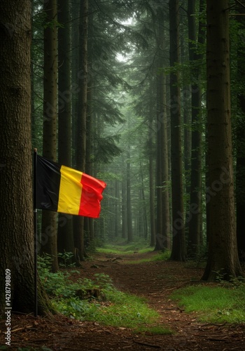Belgium Flag Ardennes Forest Landscape Background