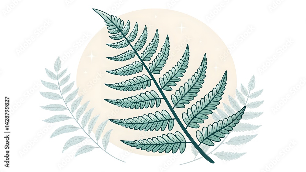 Elegant Green Fern Leaf Illustration on Subtle Background Design Elegant Green Fern Leaf Illustration on Subtle Background Design