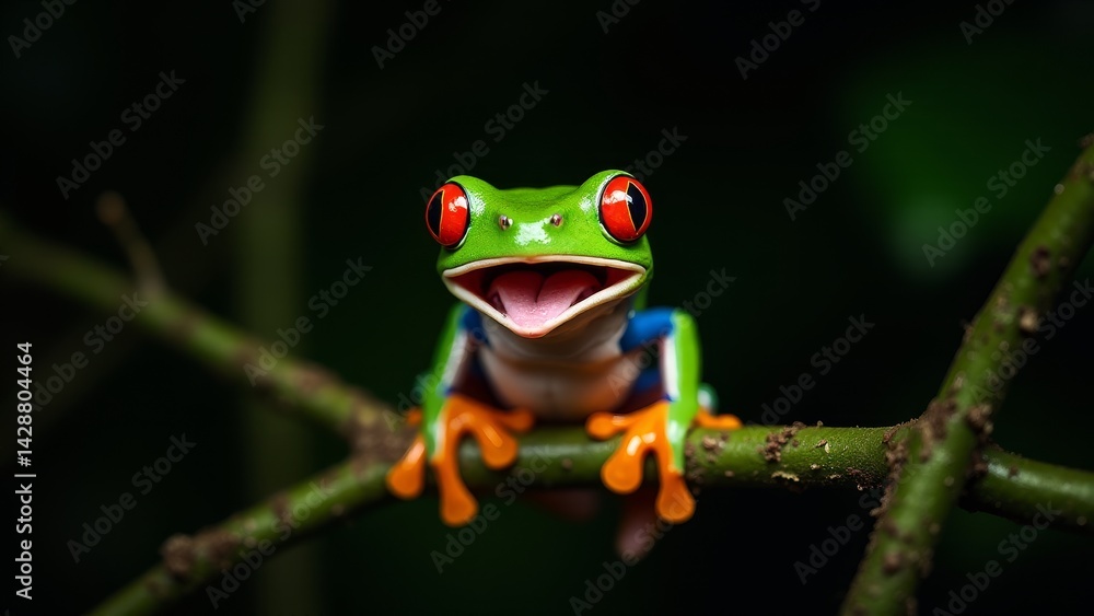 Fototapeta premium Red Eyed Tree Frog On Branch