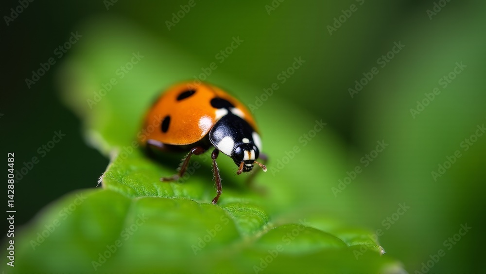 Ladybug Walking On A Green Leaf Ladybug Walking On A Green Leaf