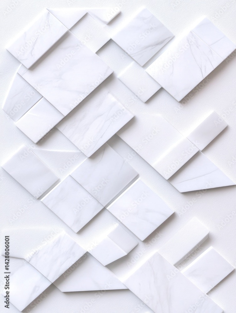 Obraz premium White paper texture background features a geometric cube pattern in a light gray 3D design