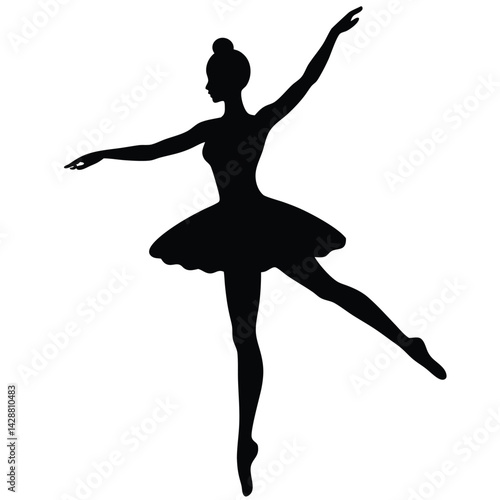 Isolated Black Vector Dancer using Element pirouette With White Background