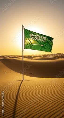 Wallpaper Mural Saudi Arabia Flag Rub al Khali Desert Dunes Landscape Background Torontodigital.ca