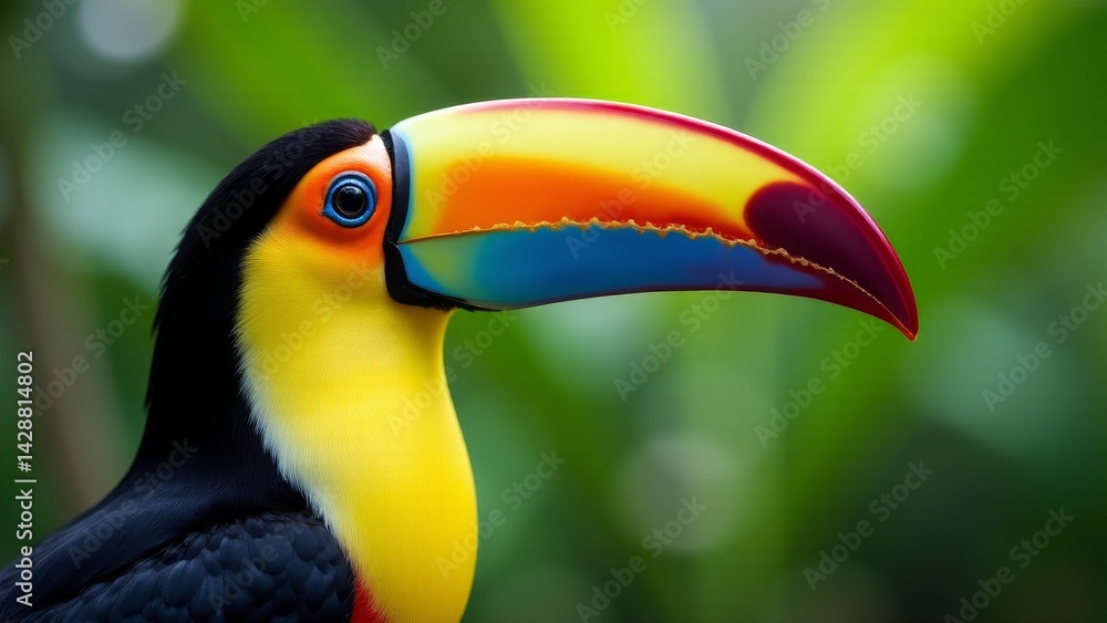 Fototapeta premium Colorful Toucan Portrait, Close-Up, Amazon Rainforest