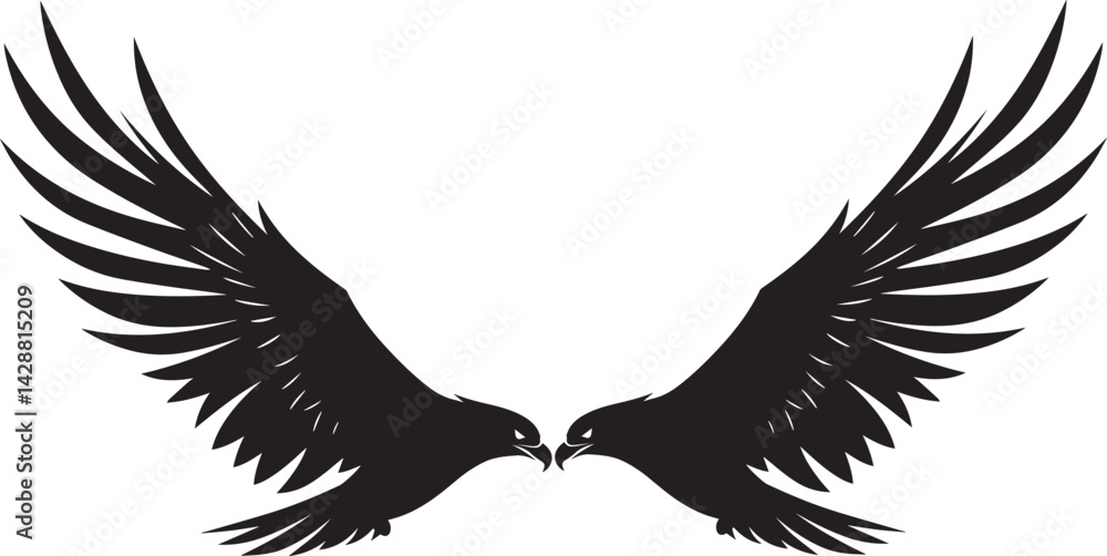 Obraz premium Premium vector silhouette eagle vector illustration in white background.
