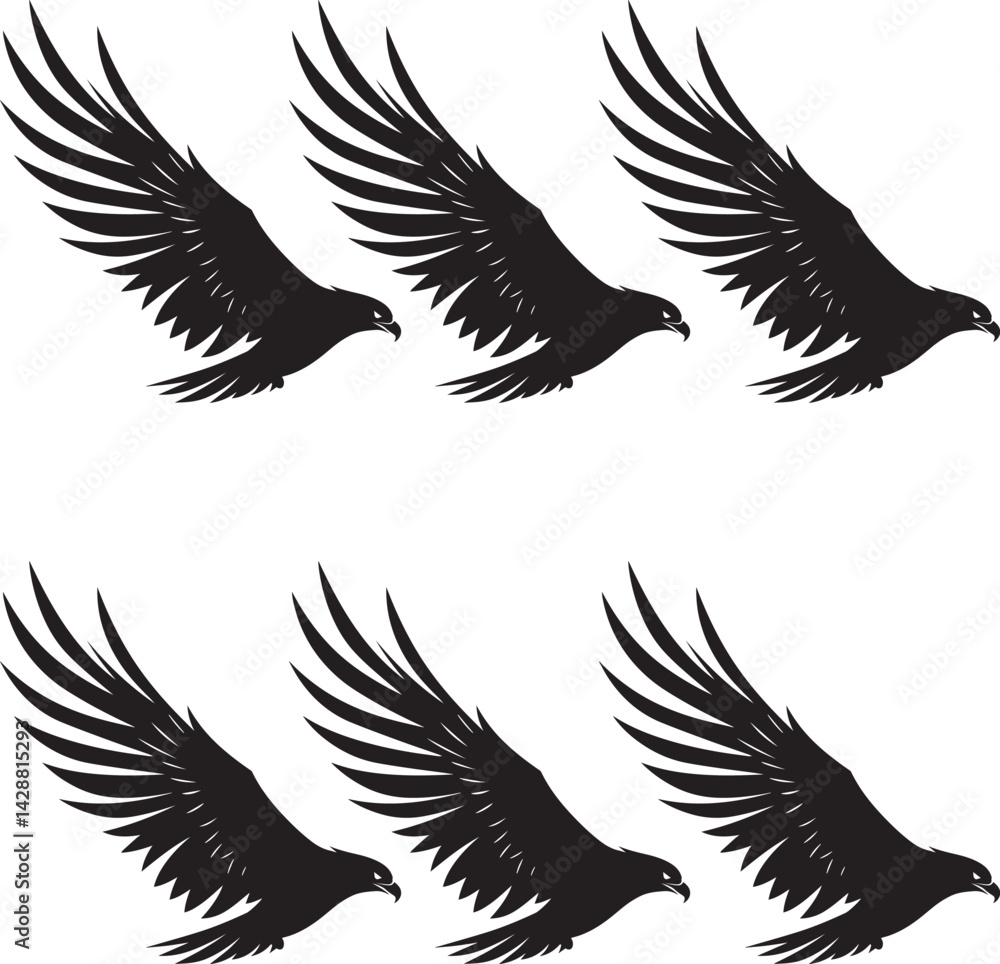 Obraz premium Premium vector. Silhouette eagles vector illustration on white background.