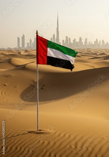 Wallpaper Mural UAE Flag Desert Landscape Dubai Context Background Torontodigital.ca