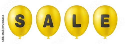 Yellow balloons with letters "SALE" for Black Friday.