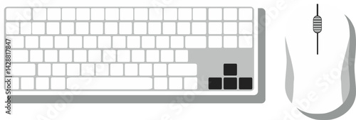 White Computer Keyboard and Mouse Illustration