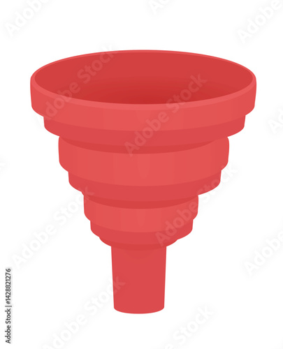 Red  plastic funnel. vector illustration