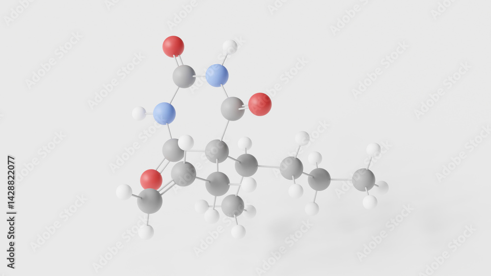 secobarbital molecule 3d, molecular structure, ball and stick model, structural chemical formula barbiturate sedative secobarbital molecule 3d, molecular structure, ball and stick model, structural chemical formula barbiturate sedative