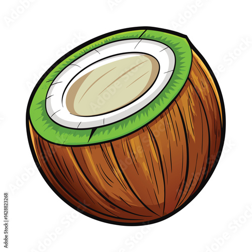 Half Coconut Illustration