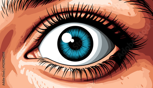 Detailed Close-up of an Expressive Blue Eye in Vibrant Colors  