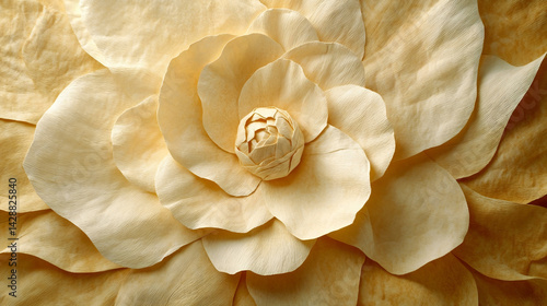 Pale flower with textured petals forming concentric circles around a tightly packed center