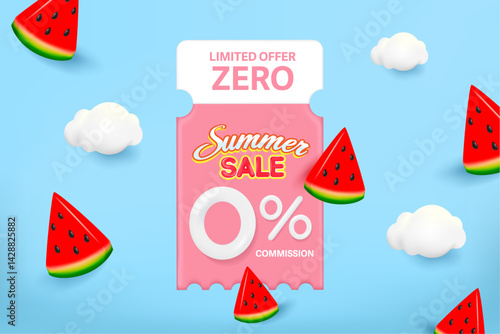 Summer sale % off discount text for business flyers, ads and brochure lay out. Vector illustration summer banner promotion design.
