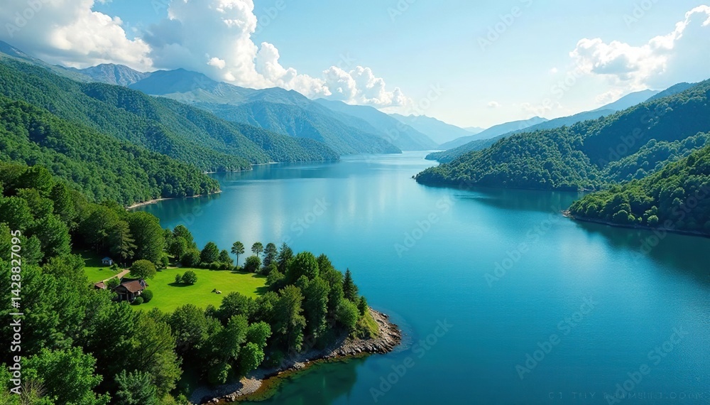 Distinctive shoreline creating a unique lake shape, graphic, border, geography Distinctive shoreline creating a unique lake shape, graphic, border, geography