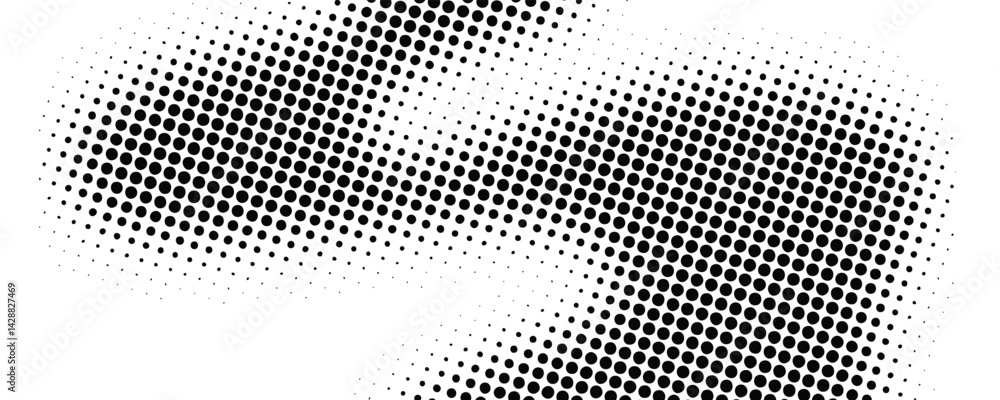 Fototapeta premium Halftone background horizontal dynamic wave river bend calming rhythms vector design elements isolated in black color