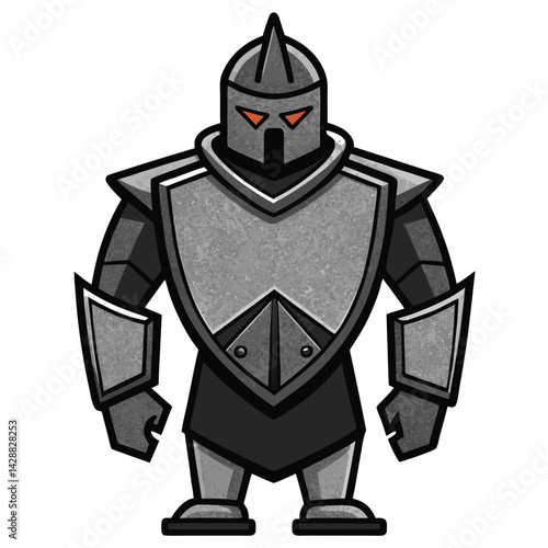 Bold Cartoon Knight in Armor with Menacing Look