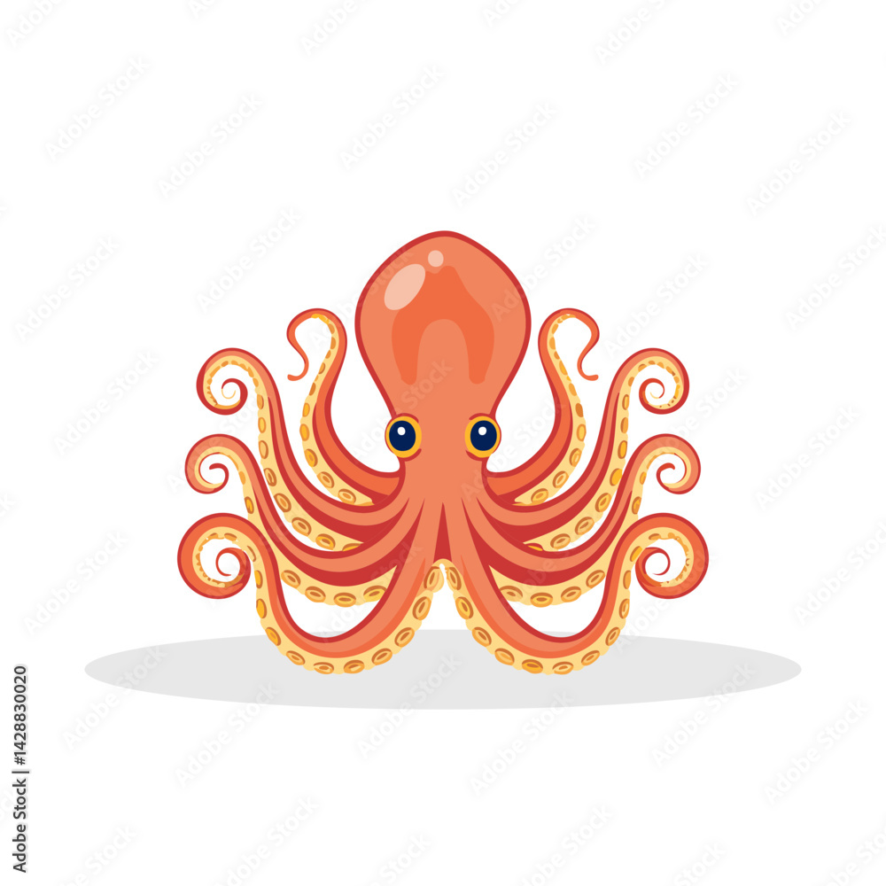 Vector Illustration of Octopus, Aquatic Animal Character for decor. Vector Illustration of Octopus, Aquatic Animal Character for decor.